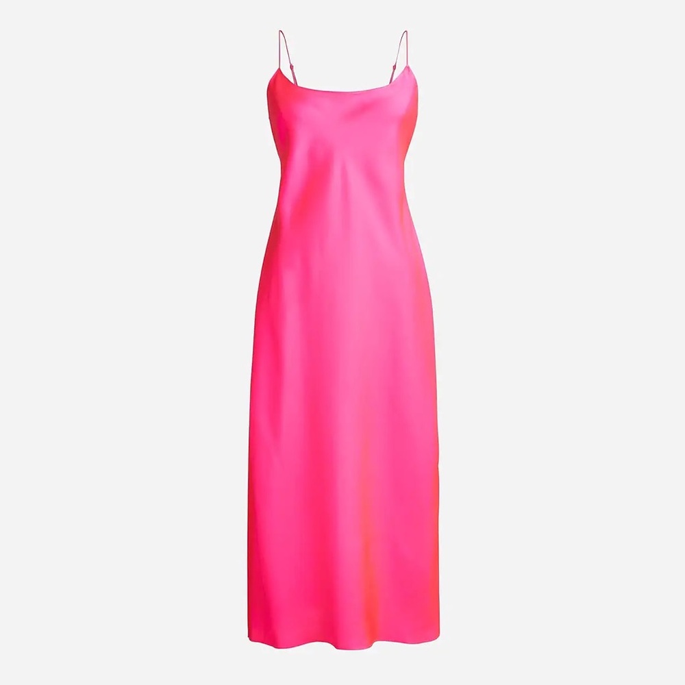 J.Crew Hot Pink Gwyneth Slip Dress In Luster Charmeuse